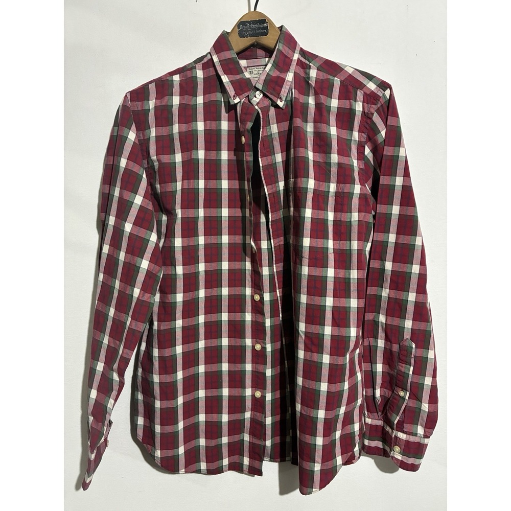 J Crew Red Plaid Long Sleeve Shirt Mens Medium